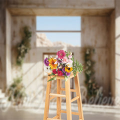 Lofaris Lovely Flower Wooden Frame Door Retro Wall Backdrop