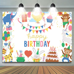 Lofaris Lovely Happy Funny Animals Cake Birthday Backdrop