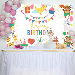 Lofaris Lovely Happy Funny Animals Cake Birthday Backdrop