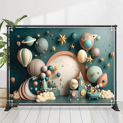 Lofaris Lovely Hot Air Balloon Planet Star Birthday Backdrop