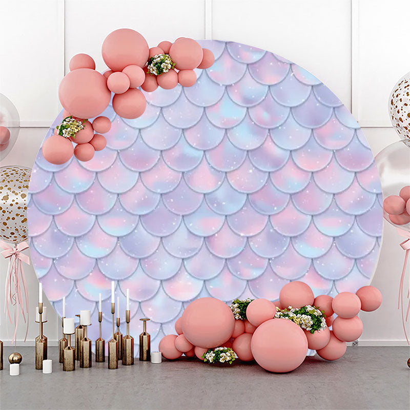 Lofaris Lovely Mermaid Scales Simple Round Birthday Backdrop