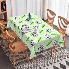 Lofaris Lovely Panda Bamboo Repeat Green Tablecloth For Decor