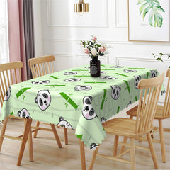 Lofaris Lovely Panda Bamboo Repeat Green Tablecloth For Decor