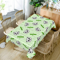 Lofaris Lovely Panda Bamboo Repeat Green Tablecloth For Decor