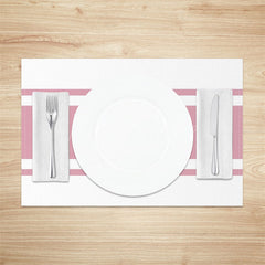 Lofaris Lovely Pink White Lines Rectangle Set Of 4 Placemats