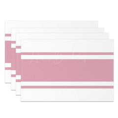 Lofaris Lovely Pink White Lines Rectangle Set Of 4 Placemats