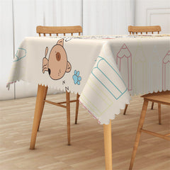 Lofaris Lovely Puppys And Pencil Pattern Dining Tablecloth