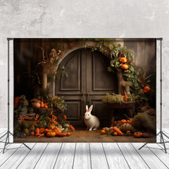 Lofaris Lovely Rabbit Carrot Vintage Door Easter Backdrop