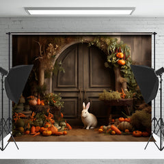 Lofaris Lovely Rabbit Carrot Vintage Door Easter Backdrop