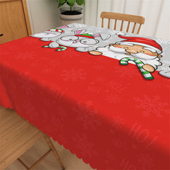 Lofaris Lovely Rabbits Santa Red And Grey Christmas Tablecloth