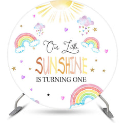 Lofaris Lovely Rainbow Cloud Sunshine Round Birthday Backdrop