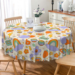 Lofaris Lovely Rainbow Colorful Design Round Tablecloth