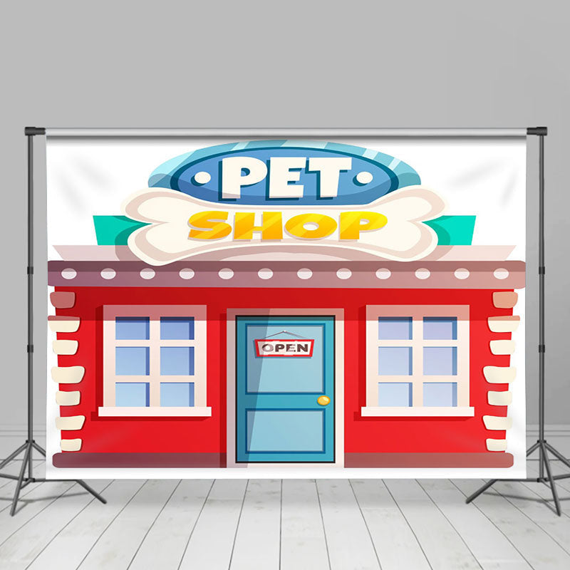 Lofaris Lovely Simple Red Pet Shop Party Backdrop For Kids