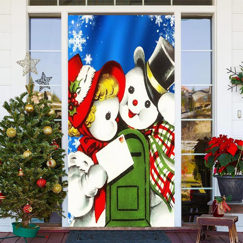 Lofaris Lovely Snowmans Snowflake Door Cover For Christmas