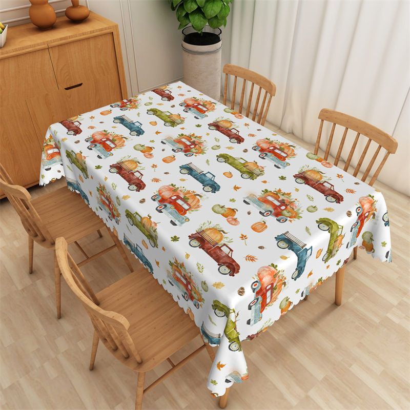 Lofaris Lovely Truck Patterns White Rectangle Tablecloth