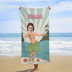 Lofaris Luau Hawaiian Theme Custom Name Photo Beach Towel