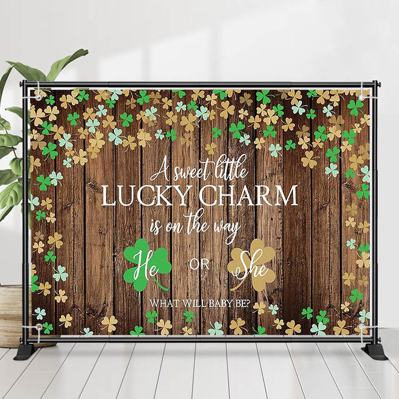 Lofaris Lucky Charm Clovers Wood Wall Baby Shower Backdrop