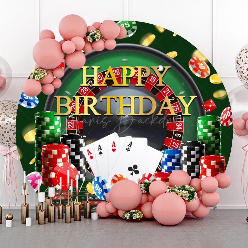 Lofaris Lucky Gambling Chips Happy Birthday Backdrop For Men