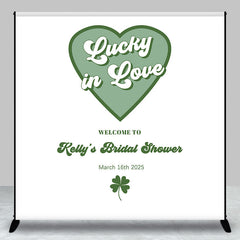 Lofaris Lucky In Love Custom Green Theme Bridal Shower Backdrop