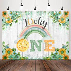 Lofaris Lucky One Floral Clover Pink 1st Birthday Backdrop