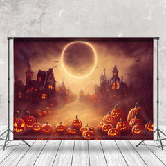 Lofaris Lunar Eclipse Scary Pumpkin Castle Halloween Backdrop