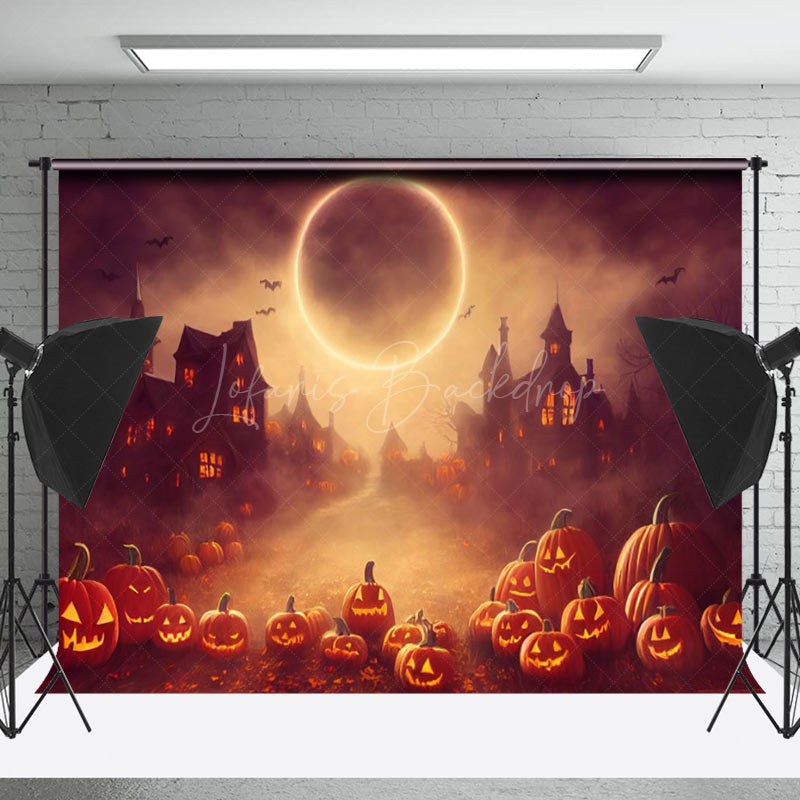 Lofaris Lunar Eclipse Scary Pumpkin Castle Halloween Backdrop