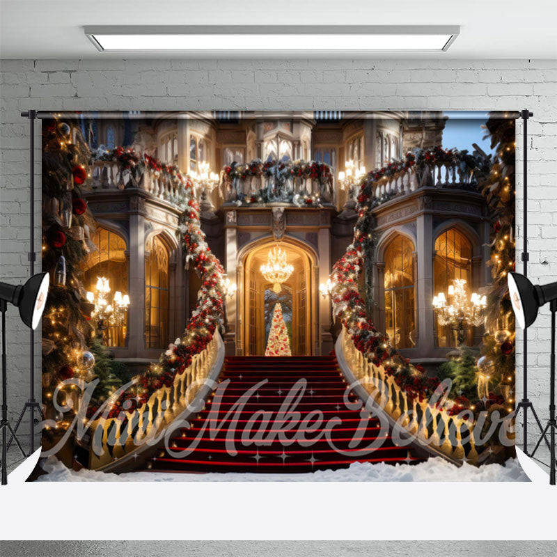 Lofaris Luxurious Castle Sparkling Photo Christmas Backdrop