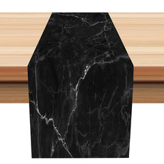 Lofaris Luxurious Marble Texture Black Modern Table Runner