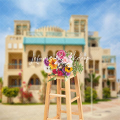 Lofaris Luxury Beige Villa Architecture Backdrop For Photo