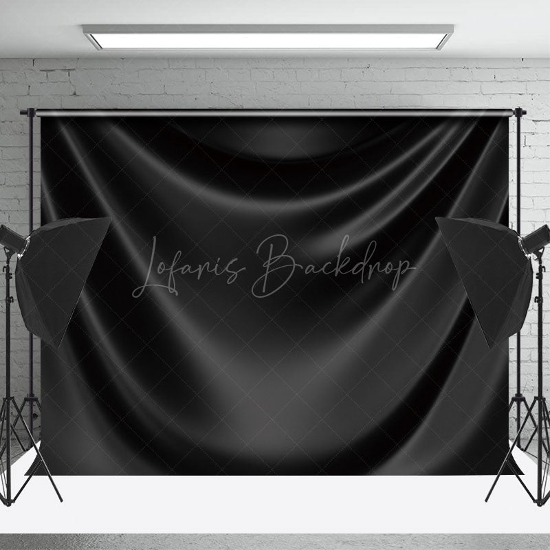 Lofaris Luxury Black Drape Glossy Silk Photo Booth Backdrop