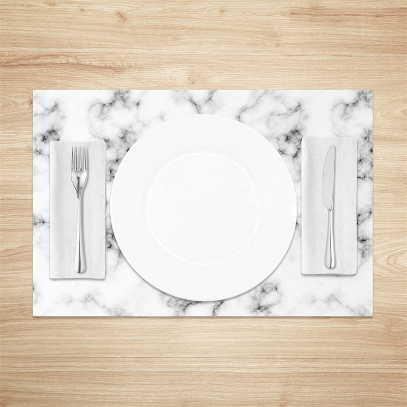 Lofaris Luxury Black White Marbled Modern Set Of 4 Placemats