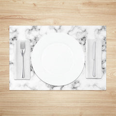 Lofaris Luxury Black White Marbled Modern Set Of 4 Placemats