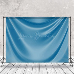 Lofaris Luxury Blue Drape Glossy Silk Photo Booth Backdrop