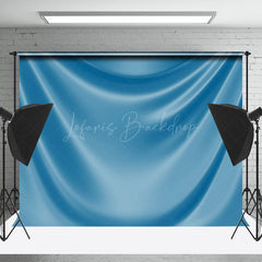 Lofaris Luxury Blue Drape Glossy Silk Photo Booth Backdrop