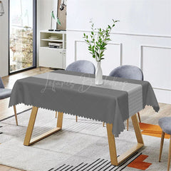 Lofaris Luxury Dark Grey Checkered Line Rectangle Tablecloth