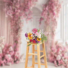 Lofaris Luxury Door Pink Curtain Floral Wedding Backdrop