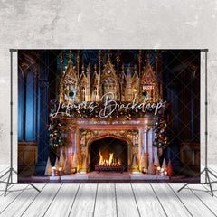 Lofaris Luxury Gold Palace Bell Fireplace Christmas Backdrop