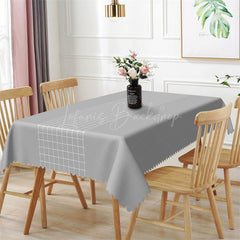 Lofaris Luxury Grey Checkered Lines Rectangle Tablecloth