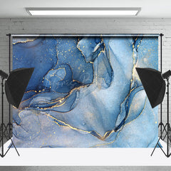 Lofaris Luxury Modern Blue Gold Marbled Photography Backdrop