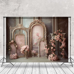 Lofaris Luxury Royal Mirror Pink Rose Retro Wall Backdrop