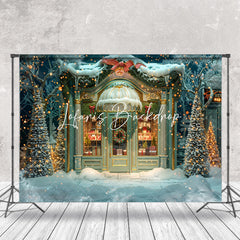 Lofaris Luxury Vintage Door Trees Snow Christmas Backdrop