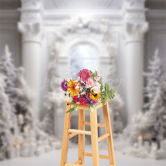 Lofaris Luxury White Candle Christmas Winter Photo Backdrop