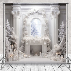 Lofaris Luxury White Candle Christmas Winter Photo Backdrop