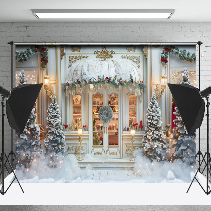 Lofaris Luxury White Gold Room Snow Christmas Photo Backdrop