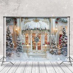 Lofaris Luxury White Gold Room Snow Christmas Photo Backdrop