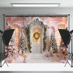 Lofaris Luxury White House Snow Scene Christmas Backdrop