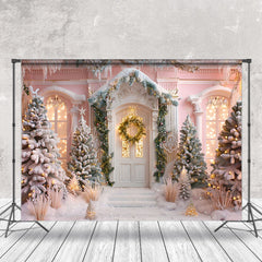 Lofaris Luxury White House Snow Scene Christmas Backdrop