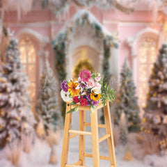 Lofaris Luxury White House Snow Scene Christmas Backdrop