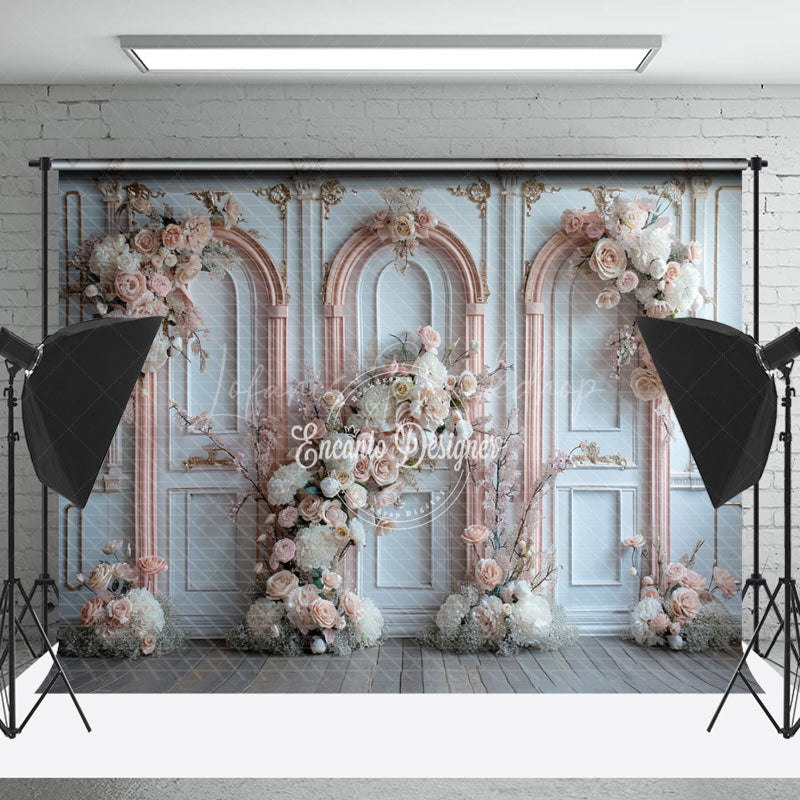 Lofaris Luxury White Pink Retro Wall Floral Wedding Backdrop