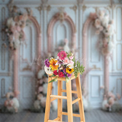 Lofaris Luxury White Pink Retro Wall Floral Wedding Backdrop